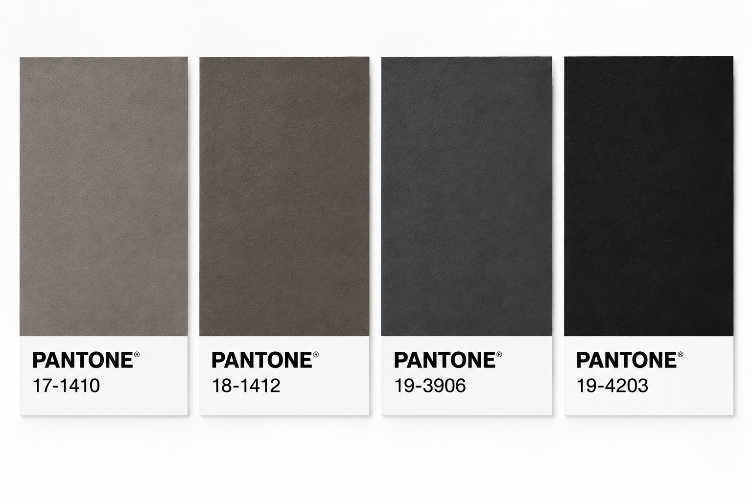 Dark moodboard with gray, charcoal, and black Pantone swatches