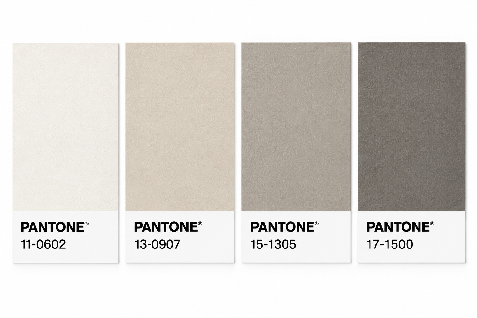 Neutral moodboard with ivory, beige, stone, and gray Pantone swatches