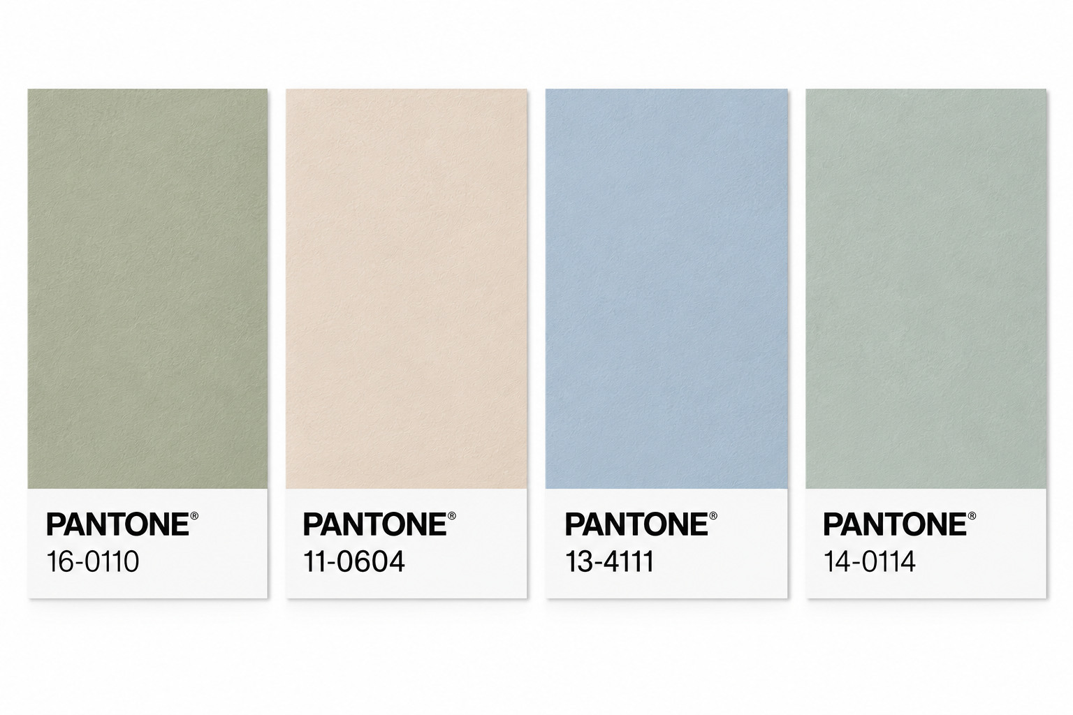 Soft pastels moodboard with pale green, blush, blue, and mint Pantone swatches